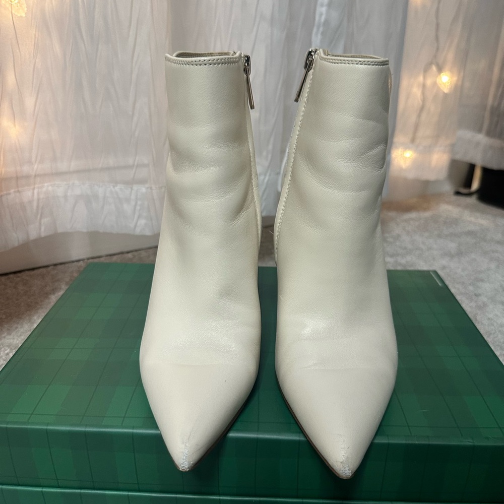 Sam Edelman White Pointed Toe Ankle Booties
